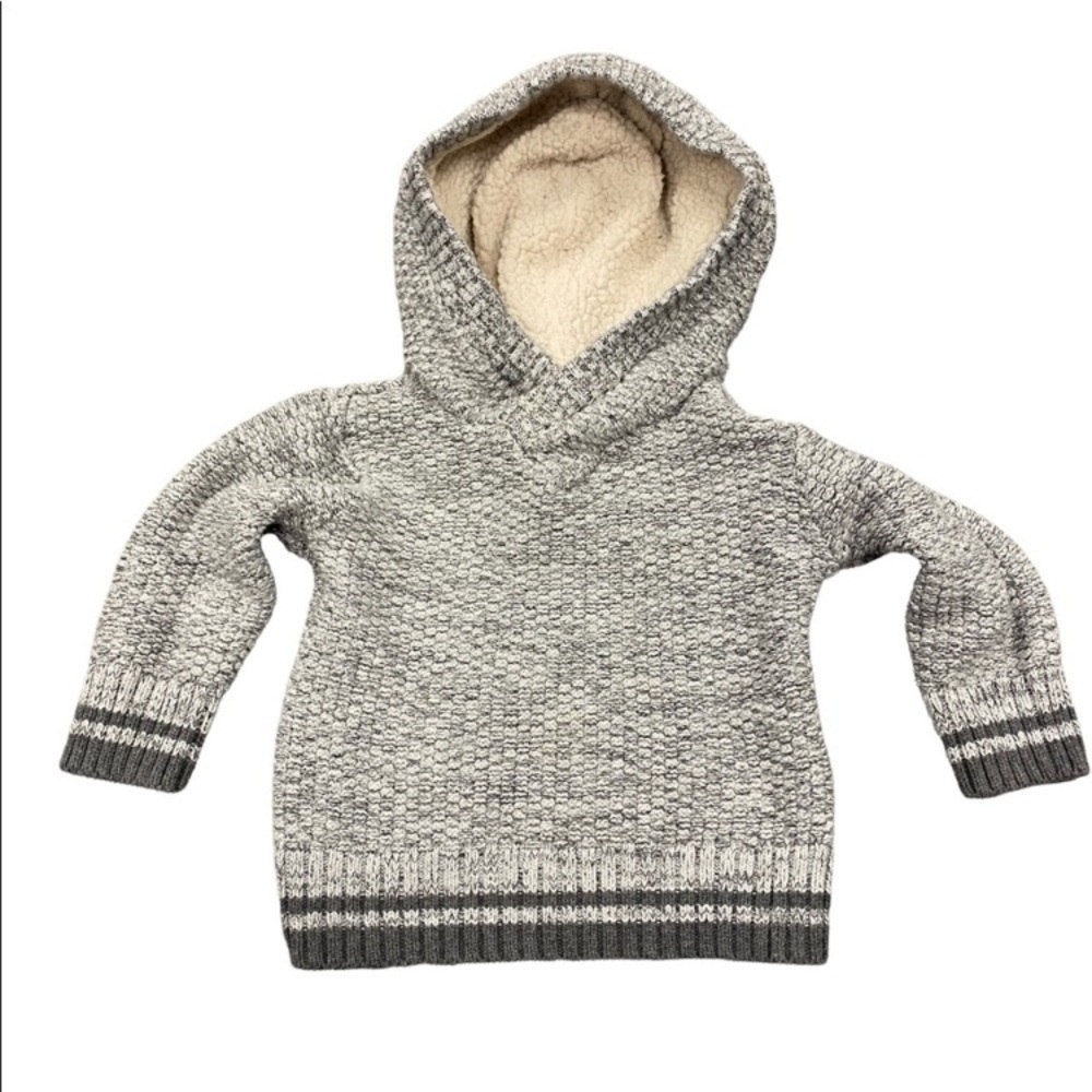 Boys Sweater - Cat & Jack - Gray Hooded Knit Pullover - Infant Baby - 18M.